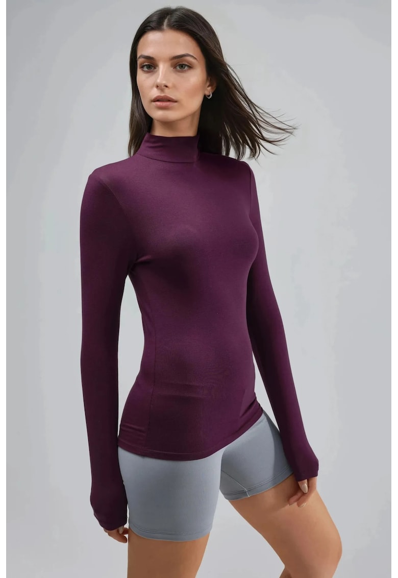 Bluza dama Slim Fit - mov - viscoza-elastan