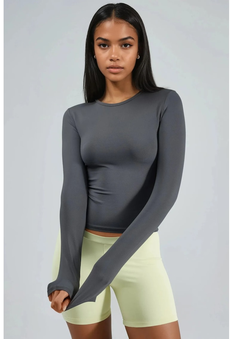 Bluza dama - slim fit - gri - elastan-poliamida