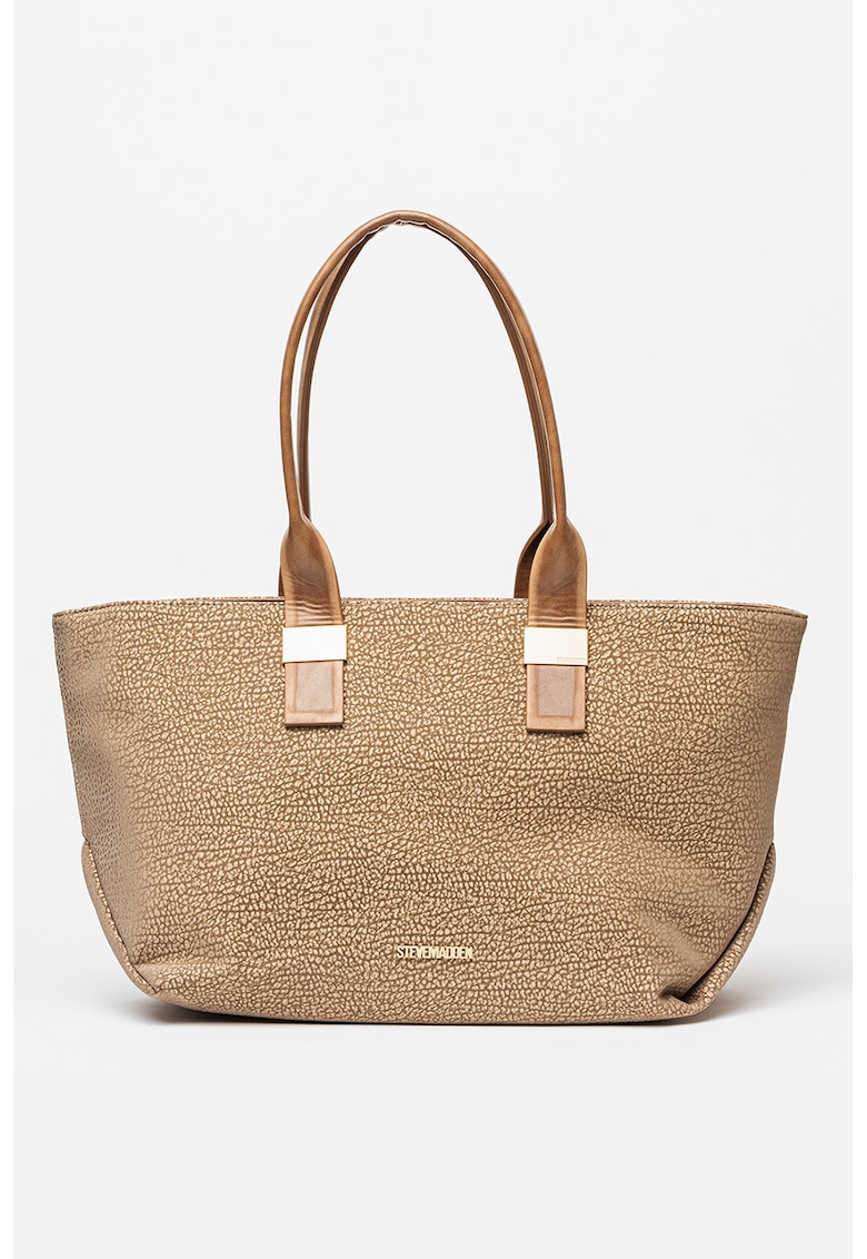 Geanta tote cu logo metalic discret - Maro taupe