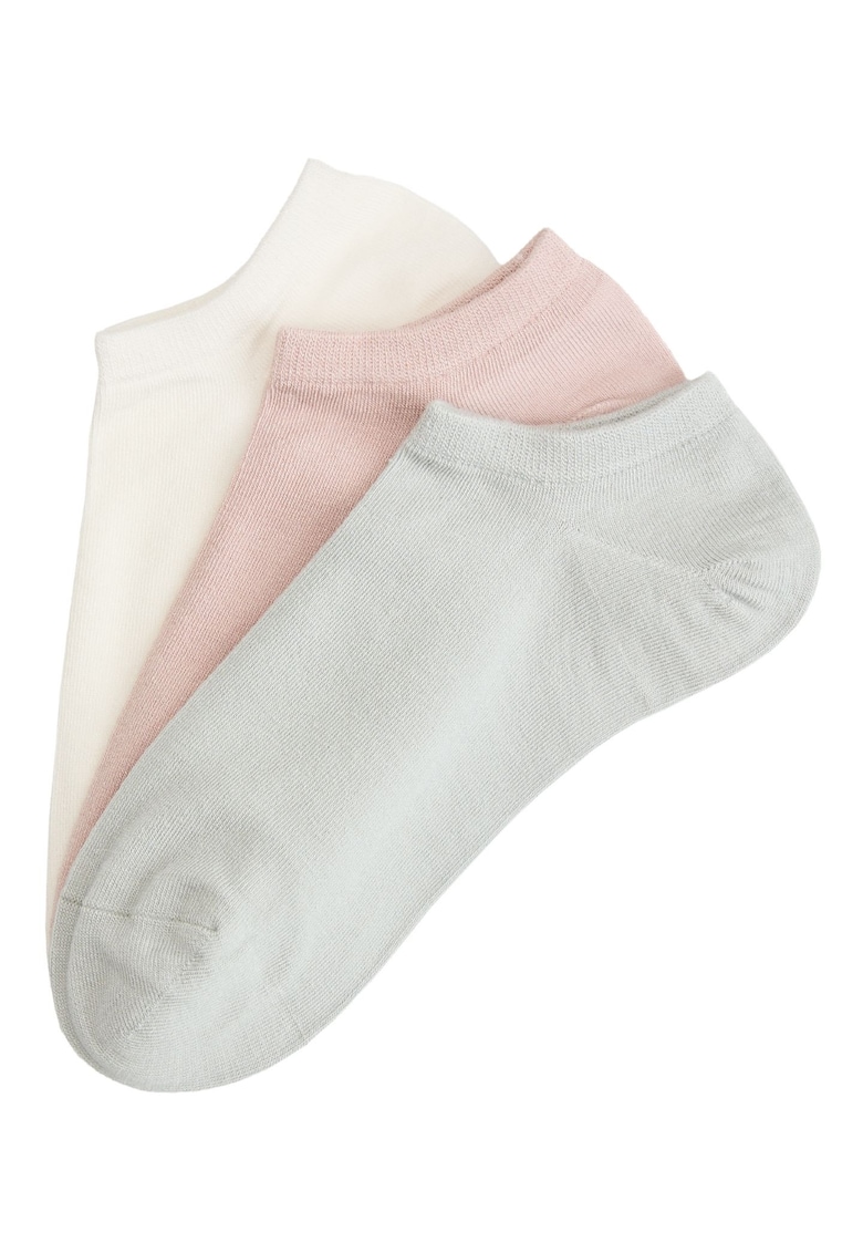 Sosete dama - Scurte - Set de 3 perechi - Gri - Roz - Alb - Reya - Roz