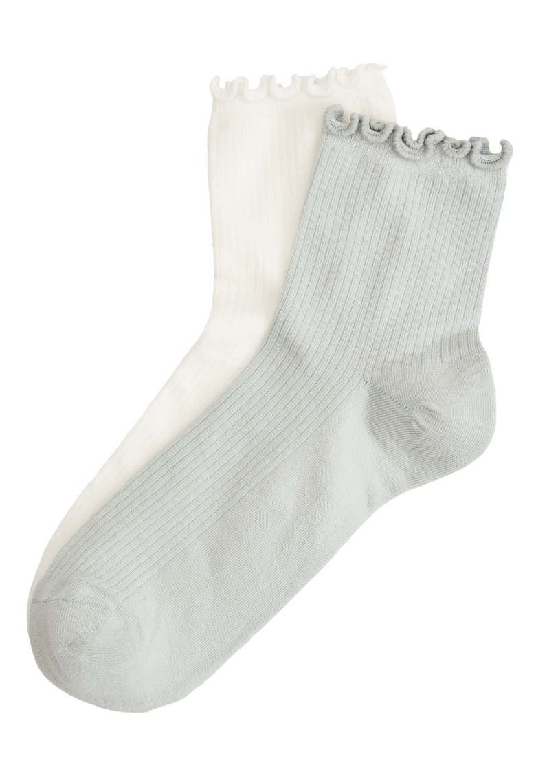 Sosete dama - Lungi - Dungi - set de 2 perechi - Alb crem - Verde menta - Aurora - Verde