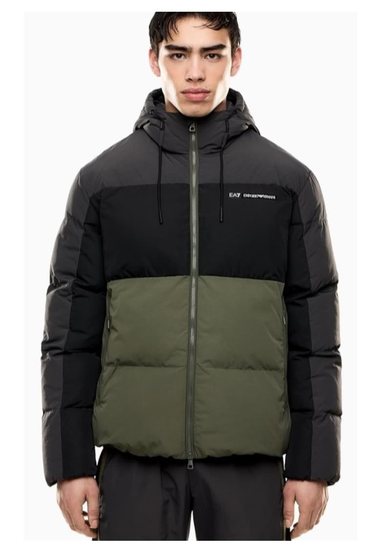 Geaca barbati TRAIN ATHLETIC COLOUR BLOCK M PUFFY JACKET PA - Poliamida - Verde - Verde
