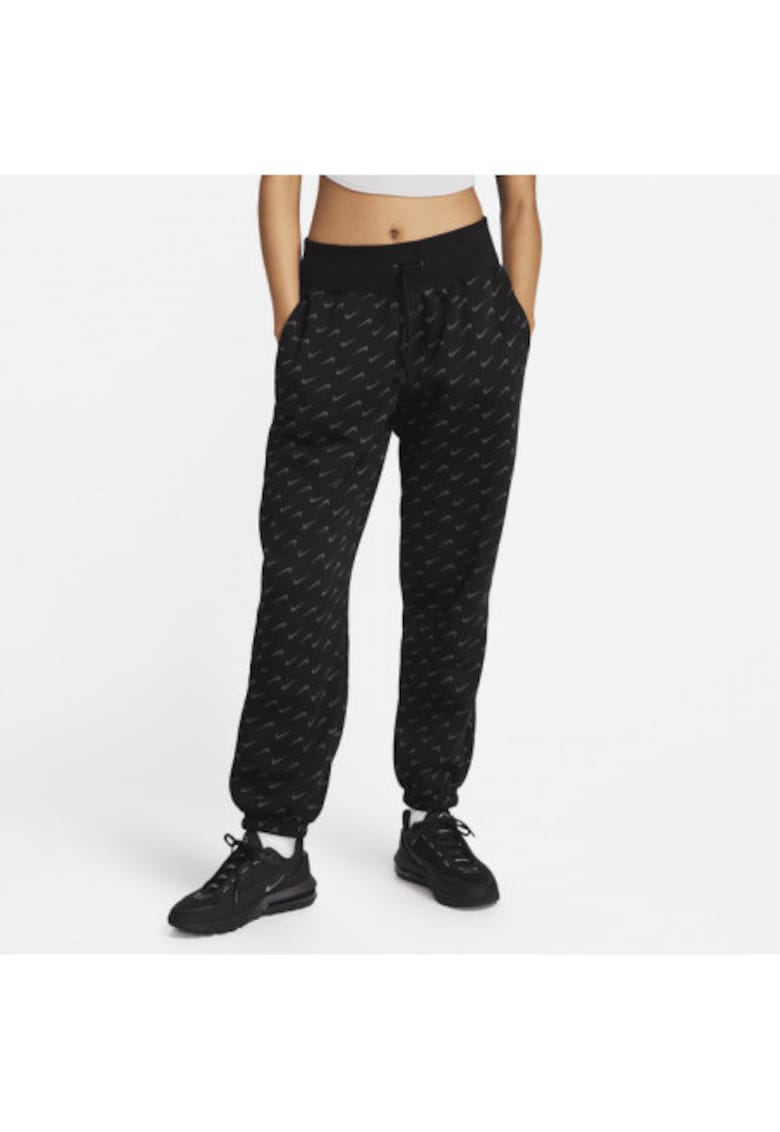 Pantaloni dama W NSW PHNX FLC OS AOP SWTPNT - Poliester - Negru - Negru