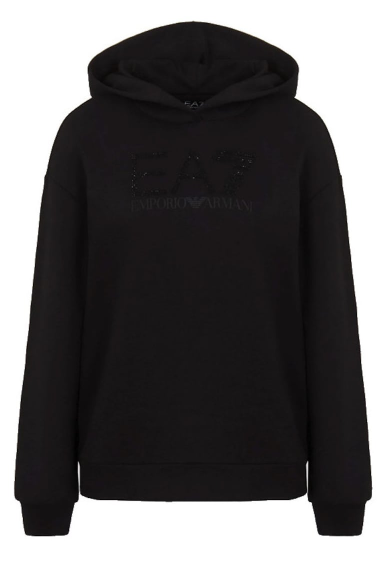 Hanorac dama W HOODIE RN FANCY STRASS - Bumbac - Negru -