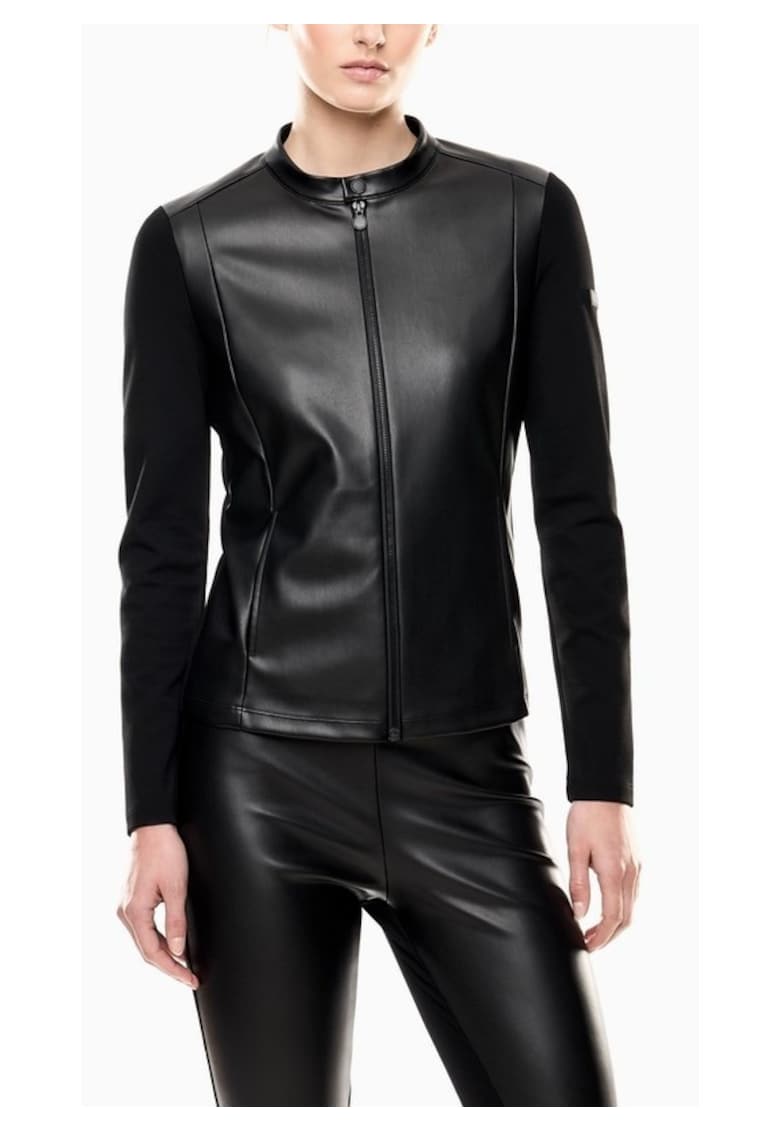 Hanorac dama cu fermoar TRAIN WINTER MIX W T-TOP FZ MIX MATERIAL - Poliester - Negru - Negru