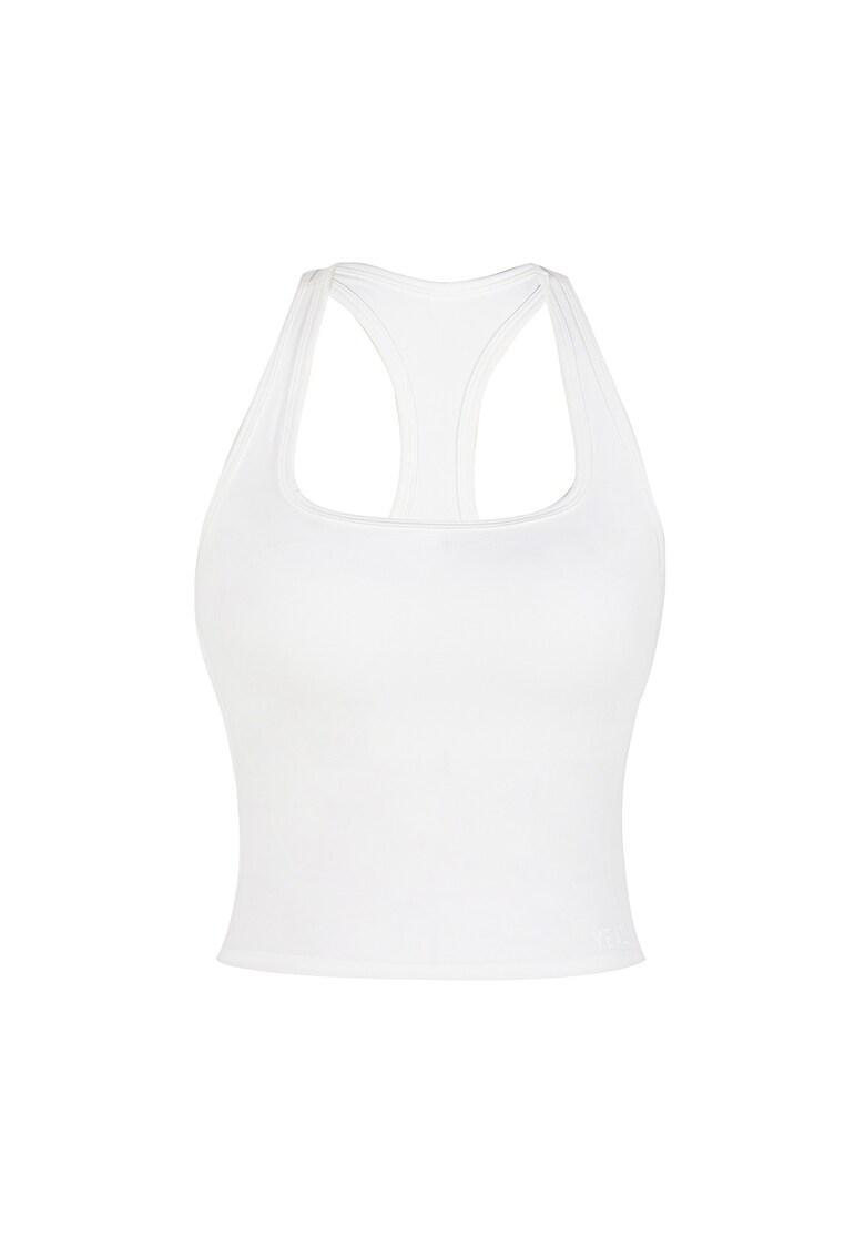 Top cu logo si decupaj pe partea din spate Crush - Alb