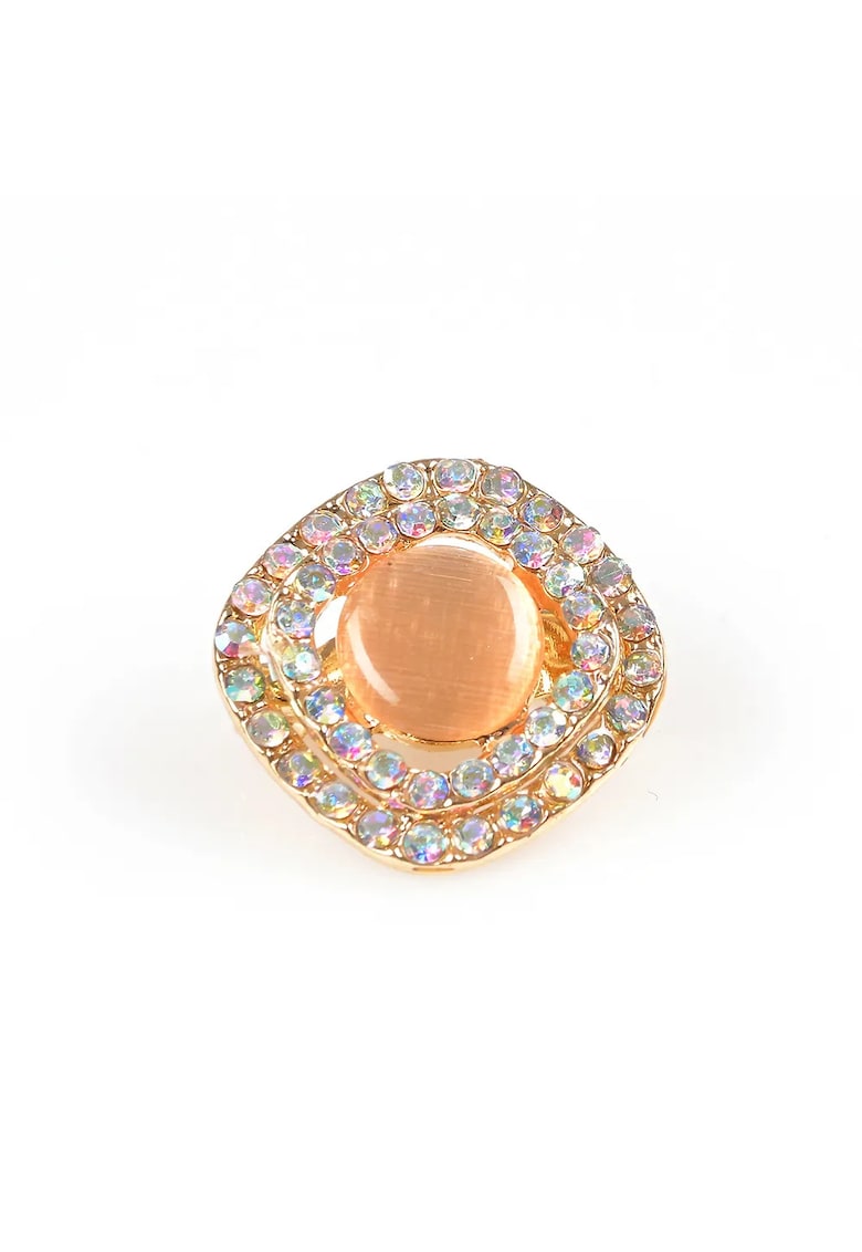 Brosa martisor elegant cu detalii aurii si margini cu pietre