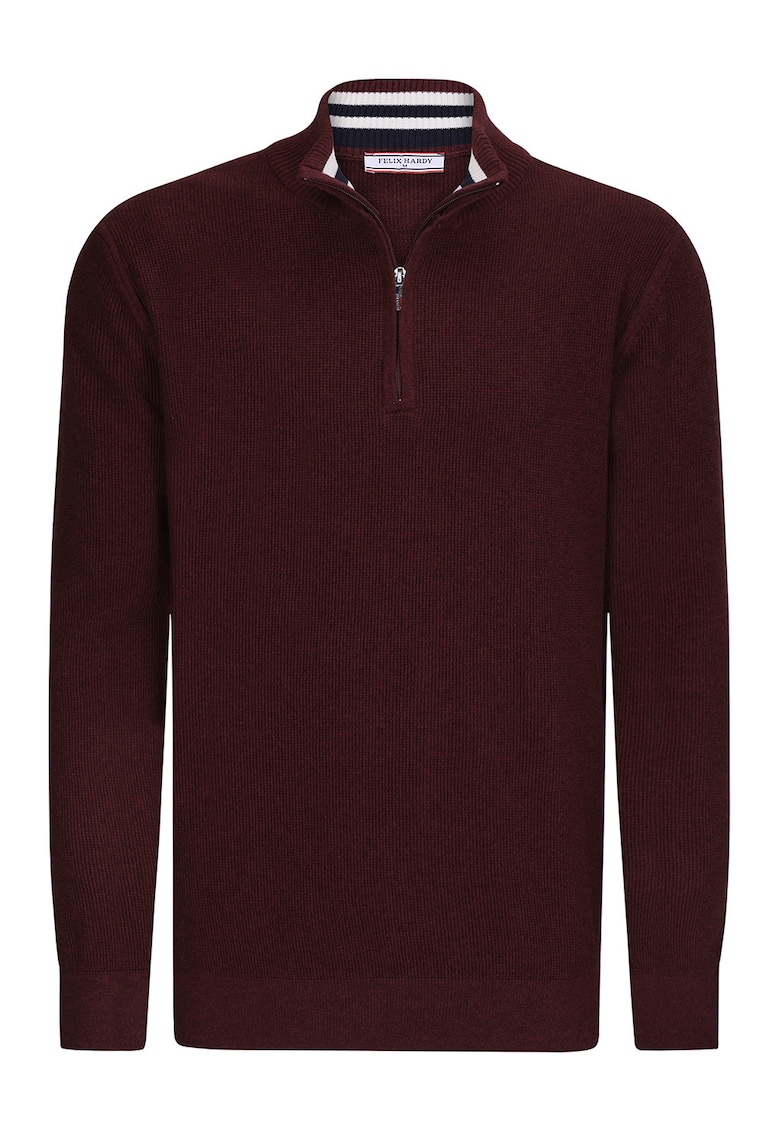 Pulover slim-fit cu fenta cu fermoar