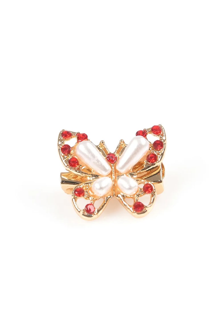 Brosa martisor fluture delicat cu pietre rosii