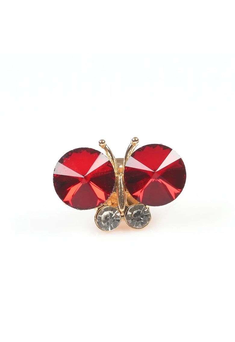 Brosa martisor fluture cu pietre rosii