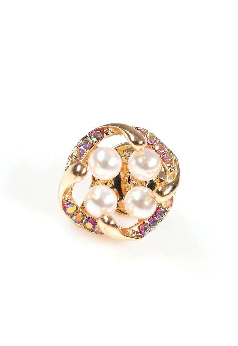 Brosa martisor cu perle si detalii aurii