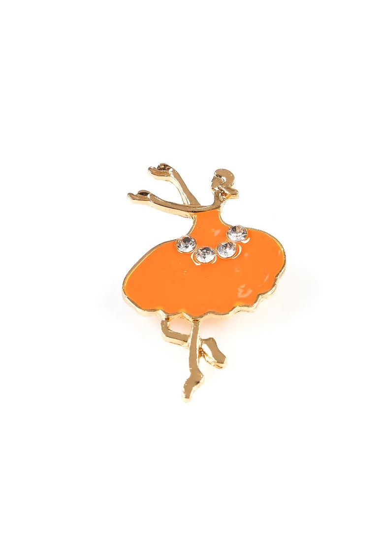 Brosa martisor balerina cu rochie portocalie