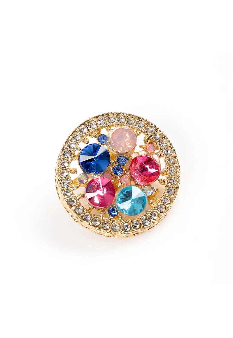 Brosa martisor rotund cu pietre multicolore