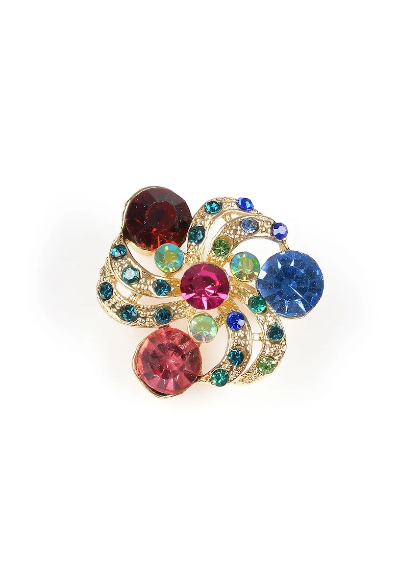 Brosa martisor floare delicata cu pietre colorate