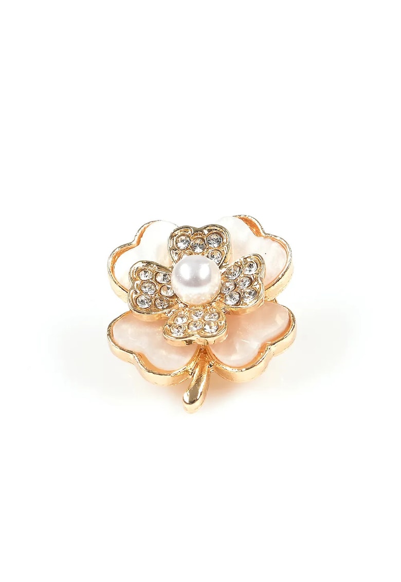 Brosa martisor trifoi alb cu perla