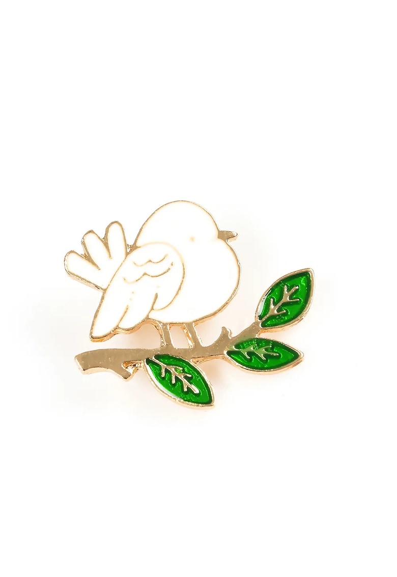 Brosa martisor pasare alba pe ramura