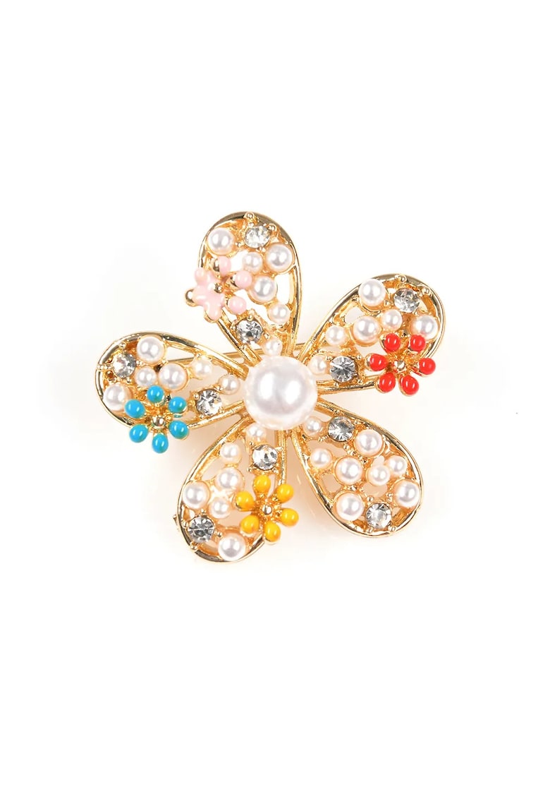 Brosa martisor floare aurie cu perle