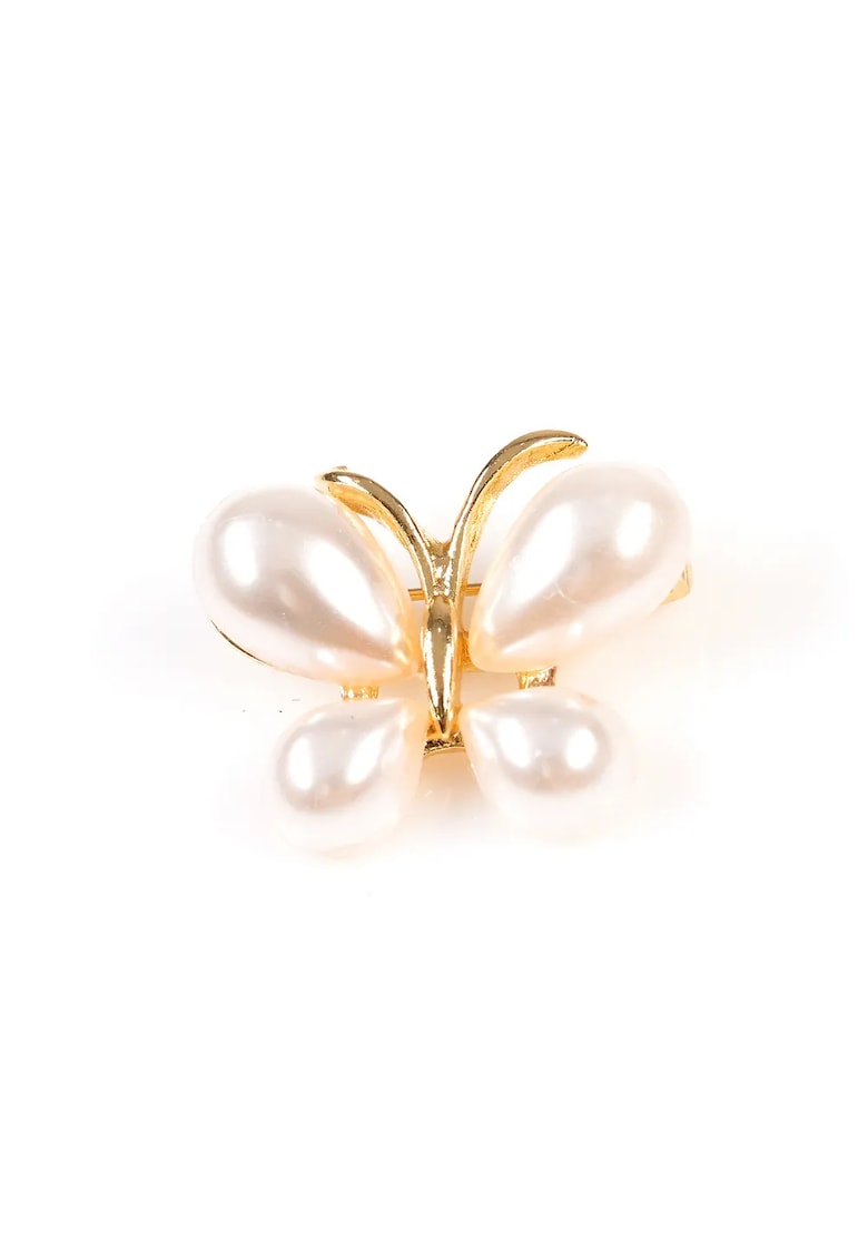 Brosa martisor fluture elegant cu perle albe