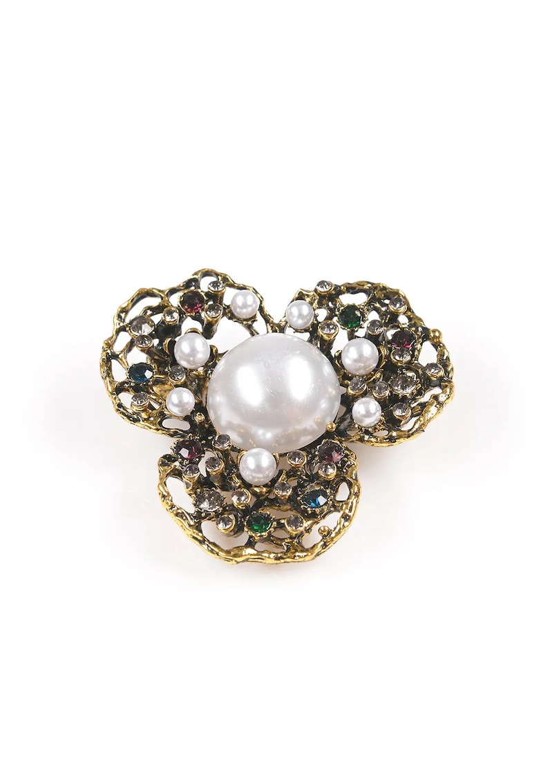 Brosa martisor floare vintage cu perla alba