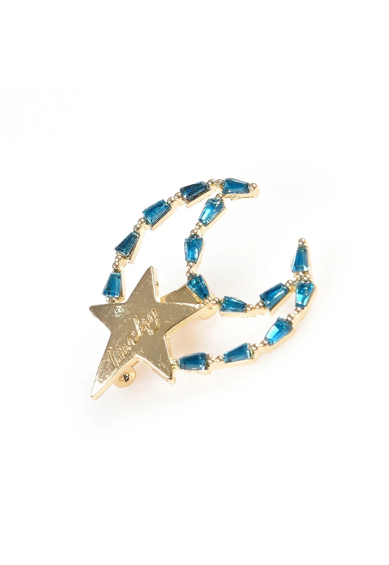 Brosa martisor semiluna cu pietre albastre