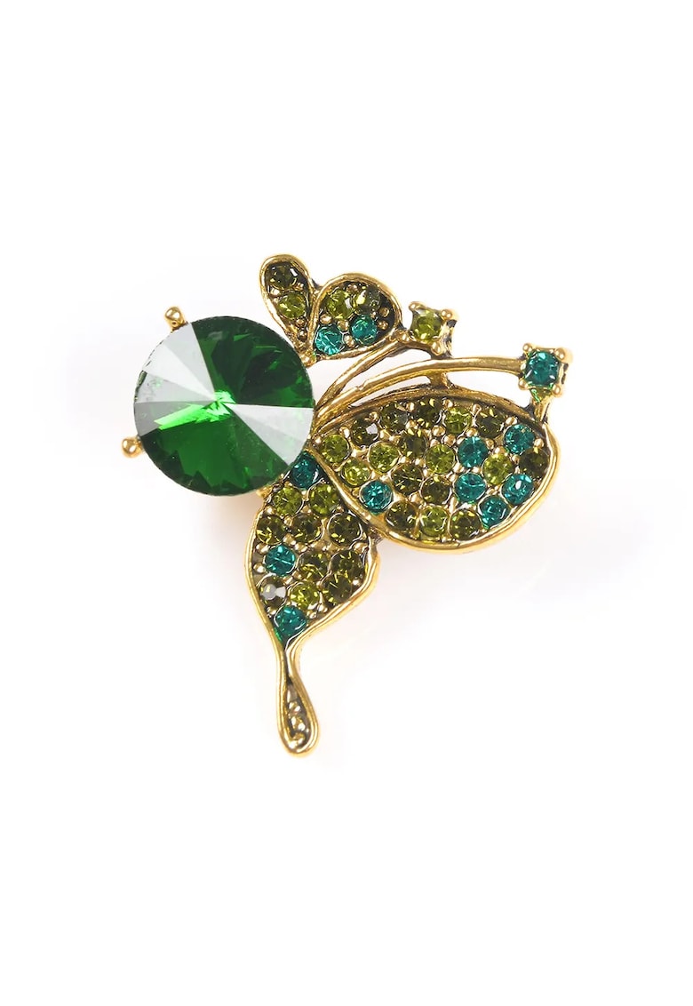 Brosa martisor fluture elegant cu piatra verde