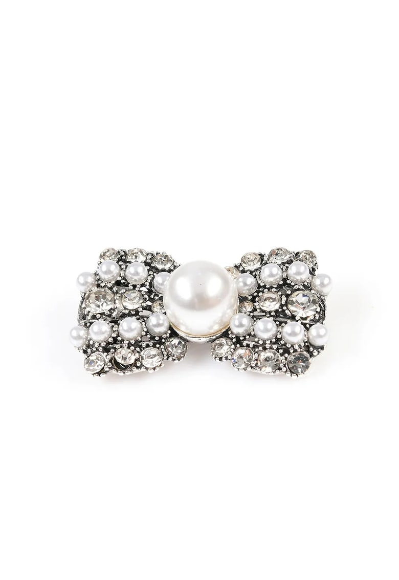 Brosa martisor funda argintie cu perle