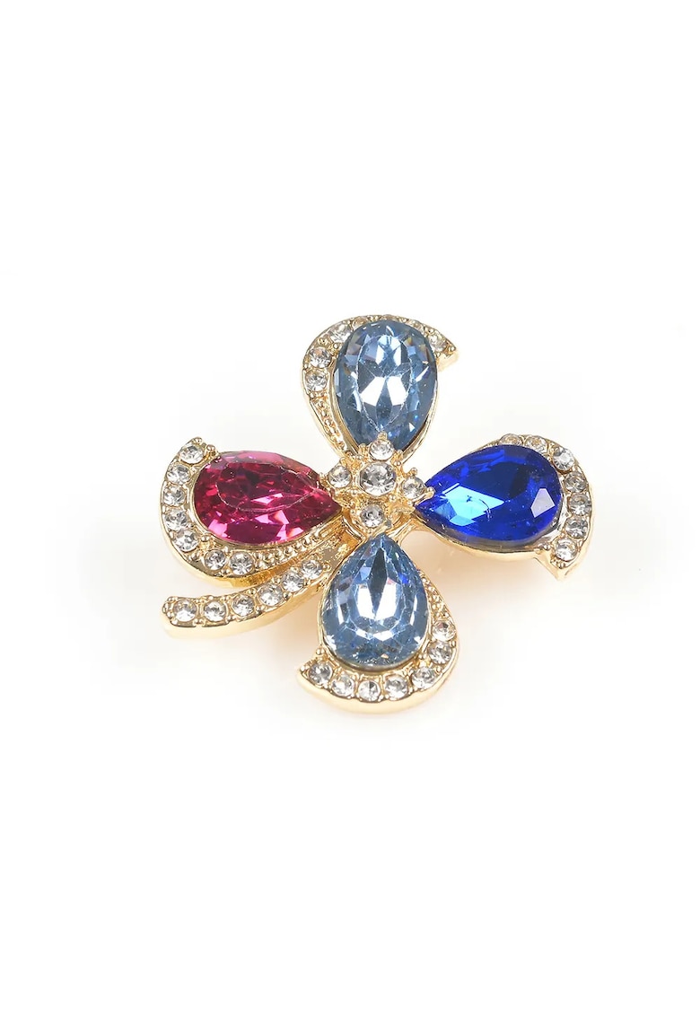 Brosa martisor trifoi decorat cu pietre colorate