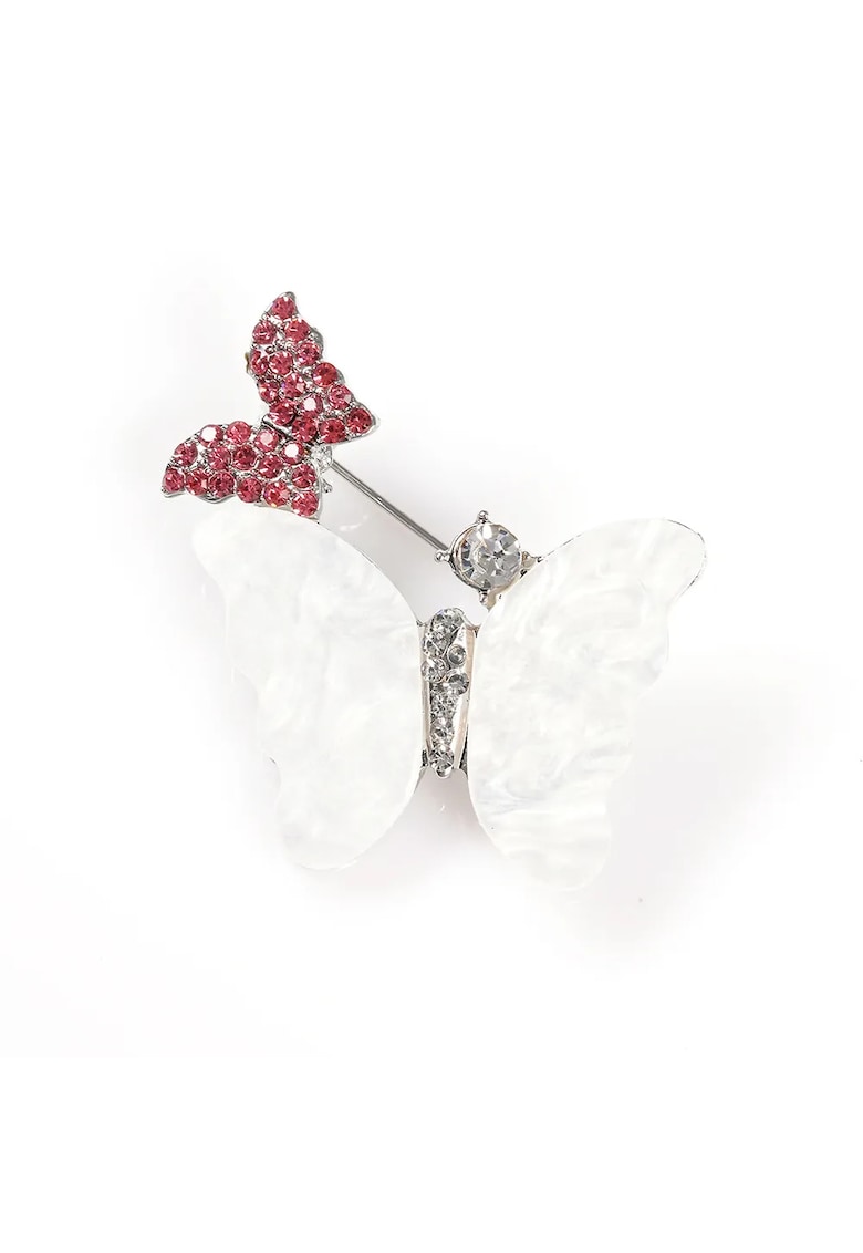 Brosa martisor fluturi cu sidef si pietre roz