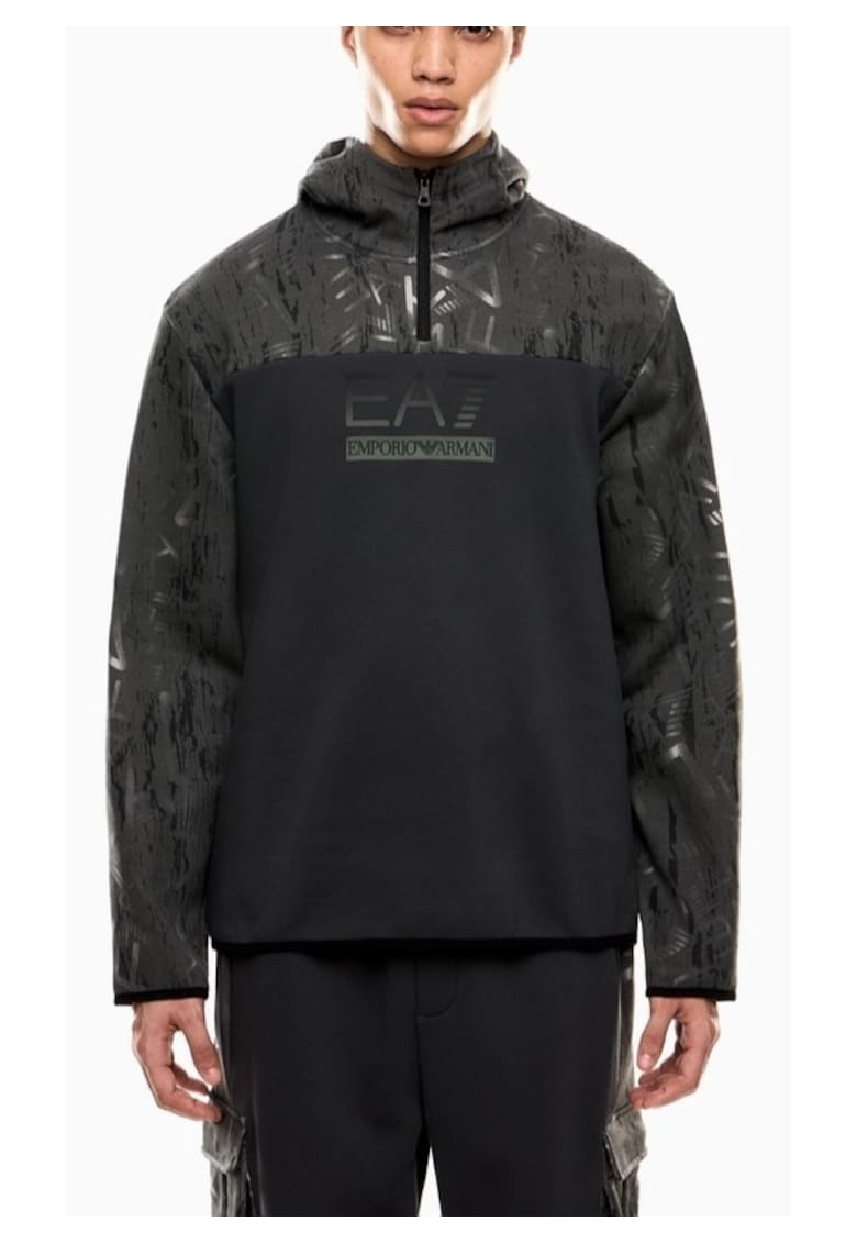 Hanorac barbati cu fermoar TRAIN GRAPHIC SERIES M HOODIE HZ CO MONOGRAM INFILL - Bumbac - Gri - Gri