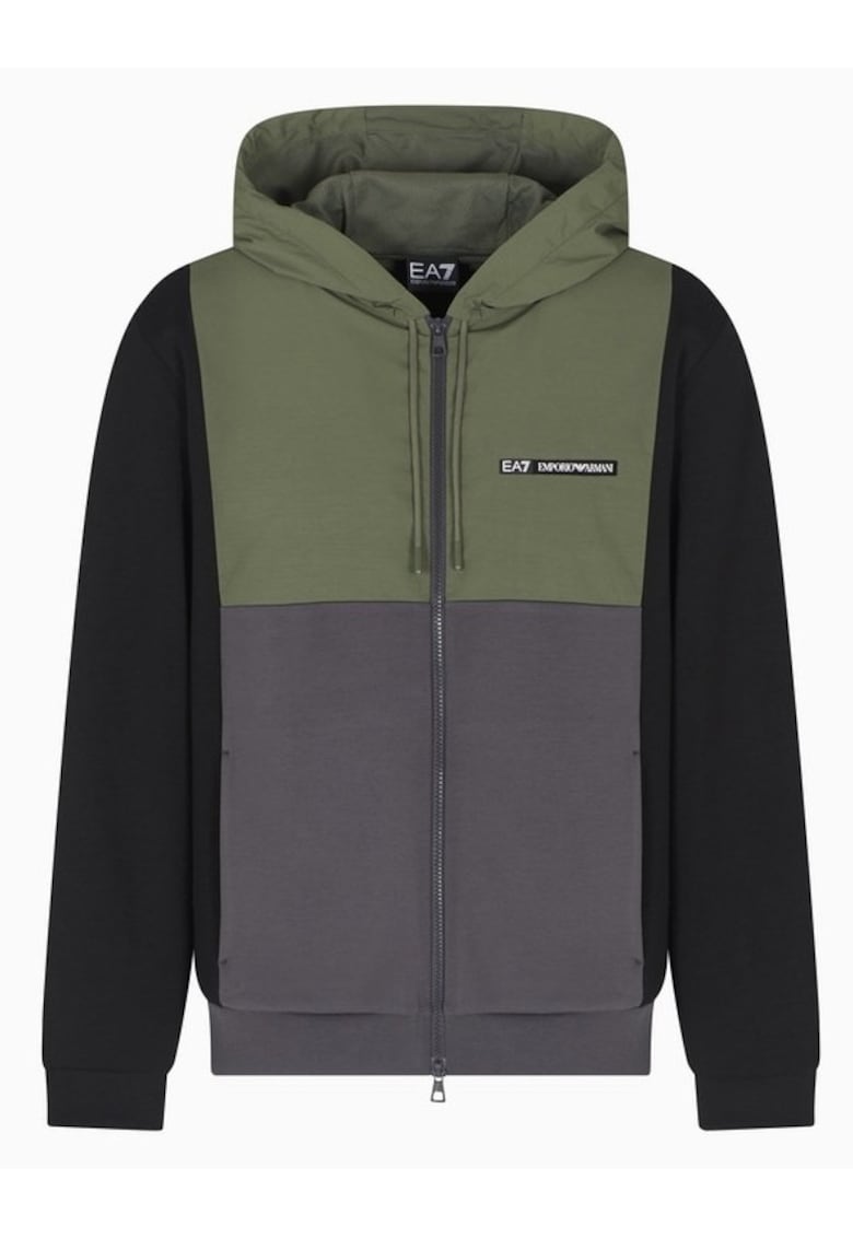 Hanorac barbati cu fermoar TRAIN ATHLETIC COLOUR BLOCK M HOODIE FZ NYLON - Poliester - Verde - Verde