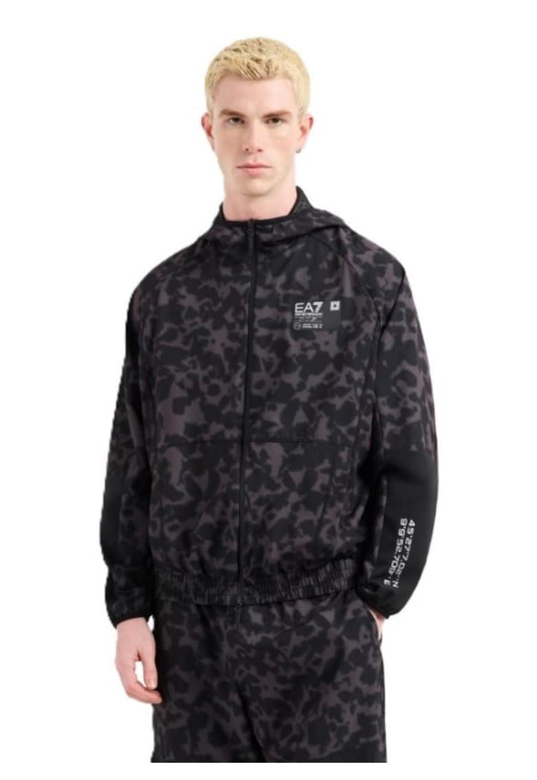 Hanorac barbati cu fermoar M HOODIE FZ GRAPHIC PL PU - Bumbac - Negru - Negru