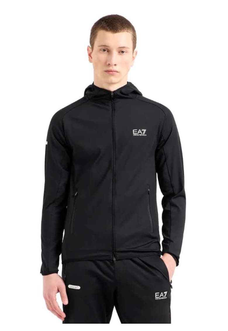 Hanorac barbati cu fermoar M HOODIE FZ PL ST - Bumbac - Negru - Negru