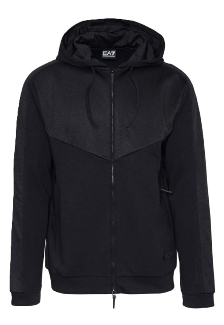 Hanorac barbati cu fermoar M HOODIE FZ CO PL - Bumbac - Negru - Negru