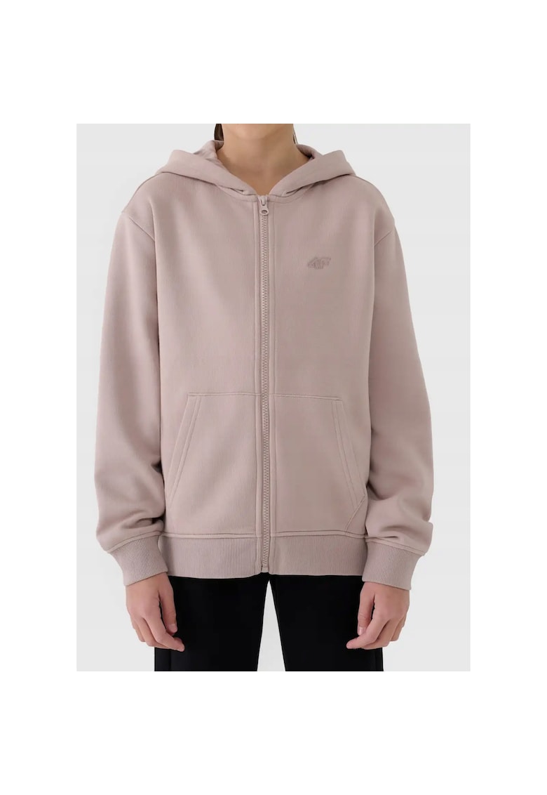 Hanorac copii - model basic - roz - cu fermoar - cu lana