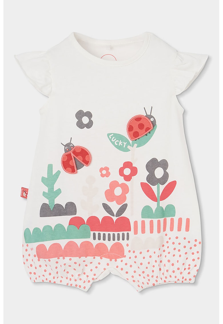 Salopeta din bumbac cu imprimeu - Rosu/Alb/Verde