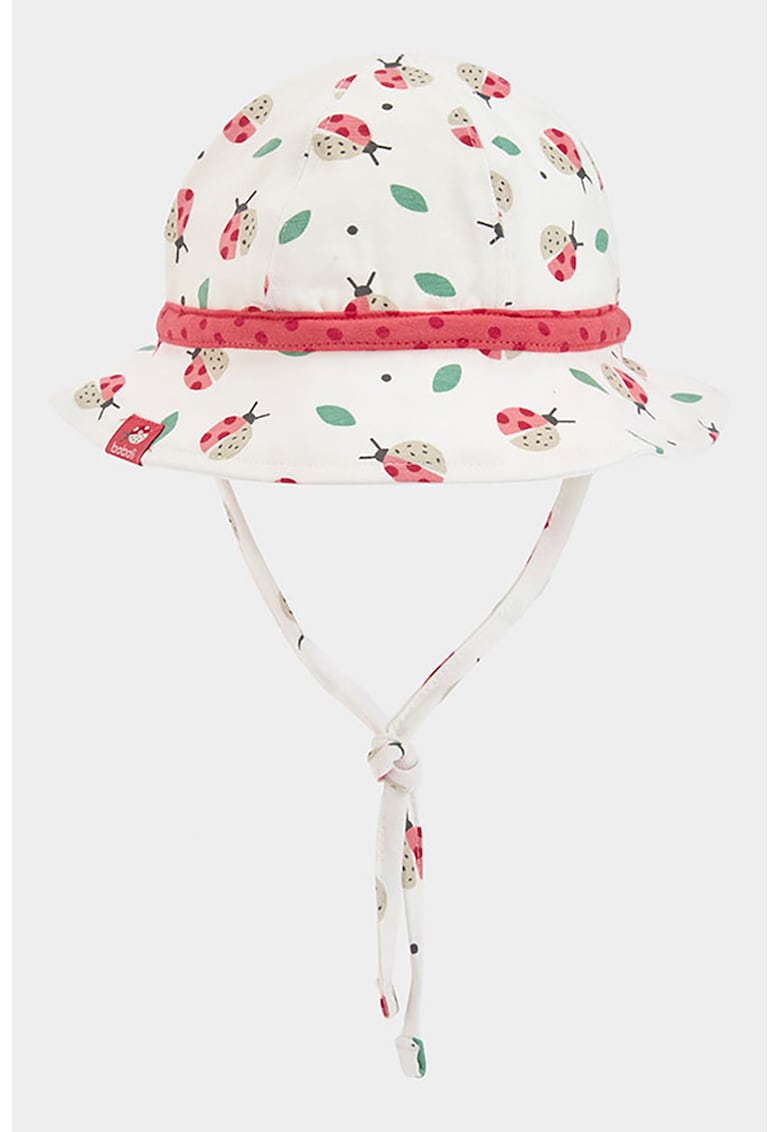 Palarie bucket din amestec de bumbac - Rosu/Alb