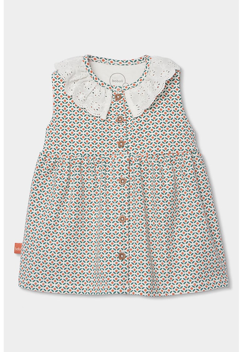 Set de rochie din amestec de bumbac si chiloti - Alb/Verde/Portocaliu