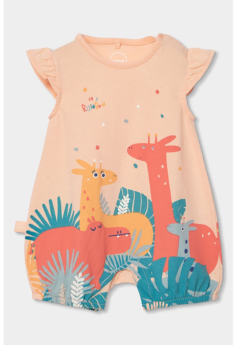 Salopeta cu maneci scurte si model - Portocaliu pal