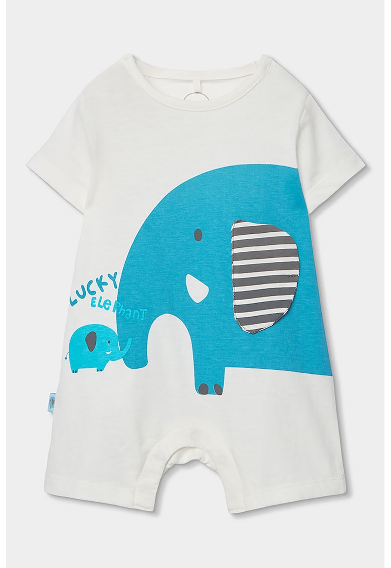 Salopeta din bumbac cu imprimeu grafic - Alb/Albastru