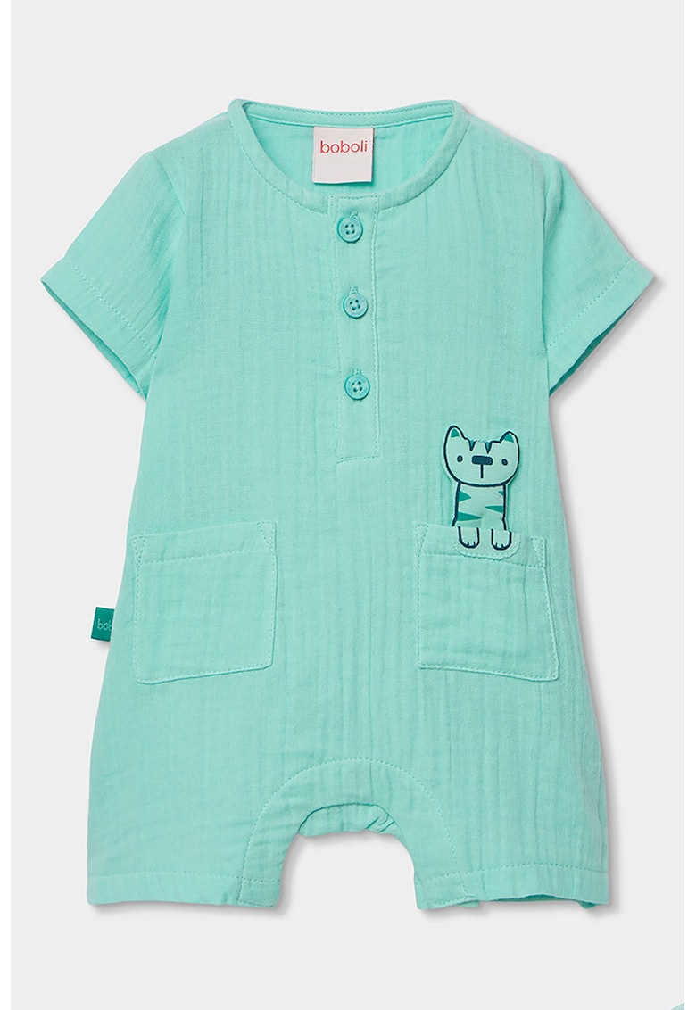 Salopeta din bumbac cu buzunare aplicate - Verde menta