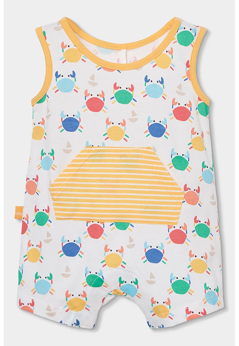 Salopeta fara maneci cu buzunar kangaroo - Alb/Galben