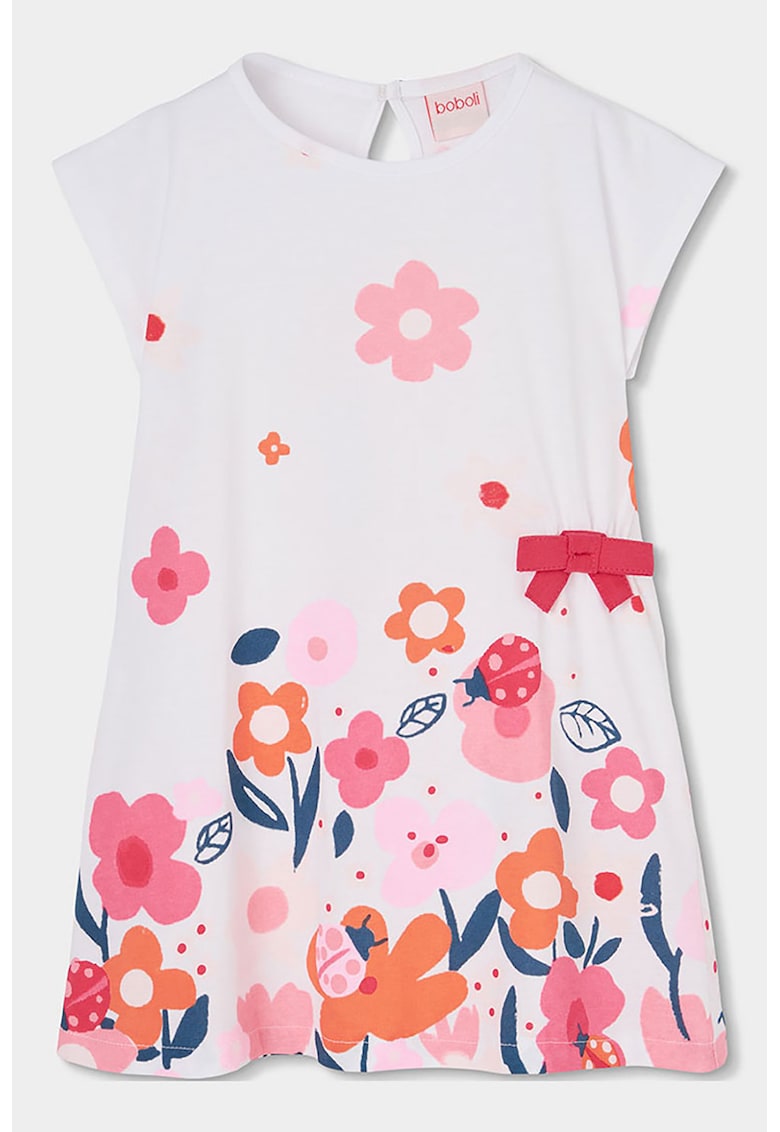 Rochie din bumbac cu imprimeu floral - Rosu/Alb/Portocaliu