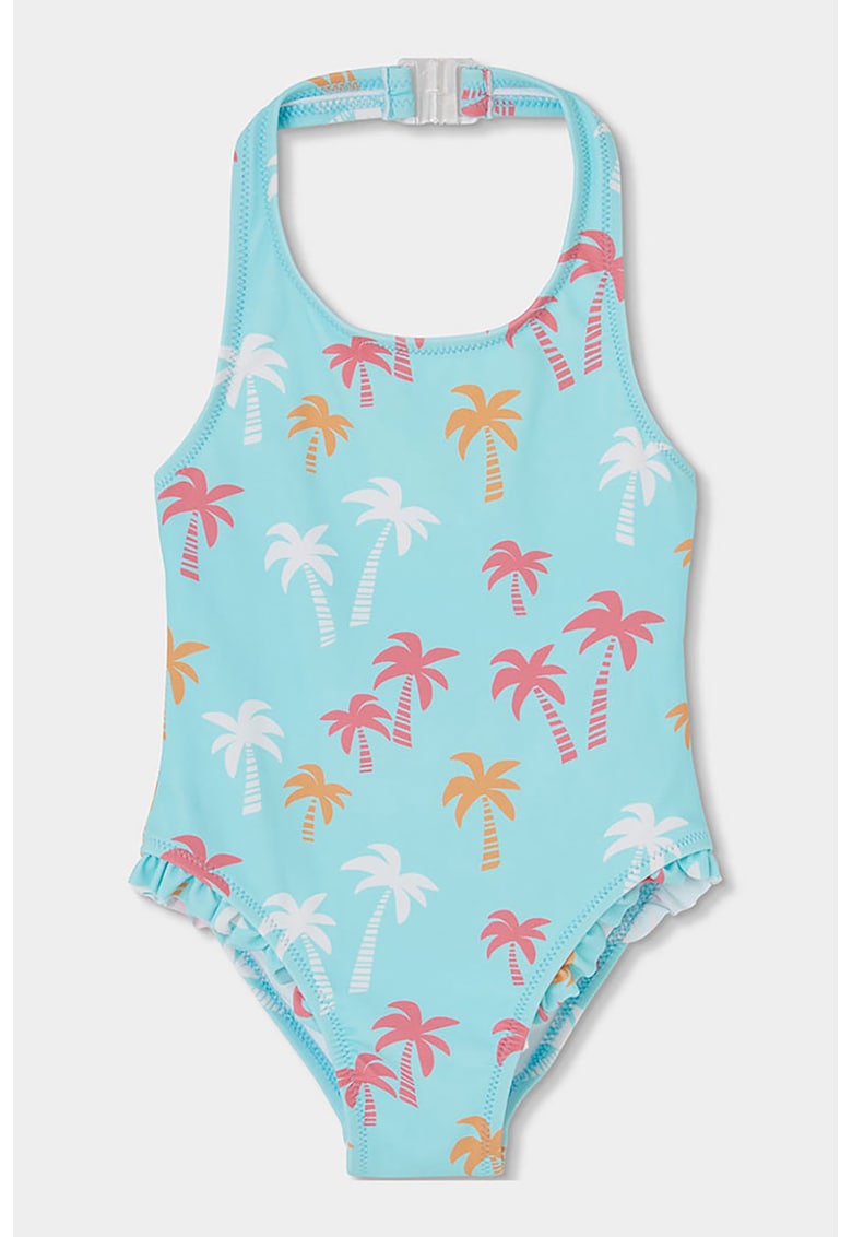 Costum de baie intreg cu decolteu halter - Turcoaz