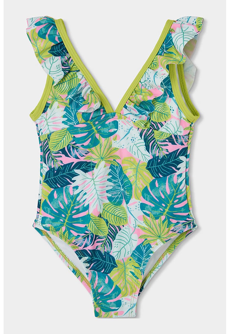 Costum de baie cu imprimeu si volane - Verde/Albastru