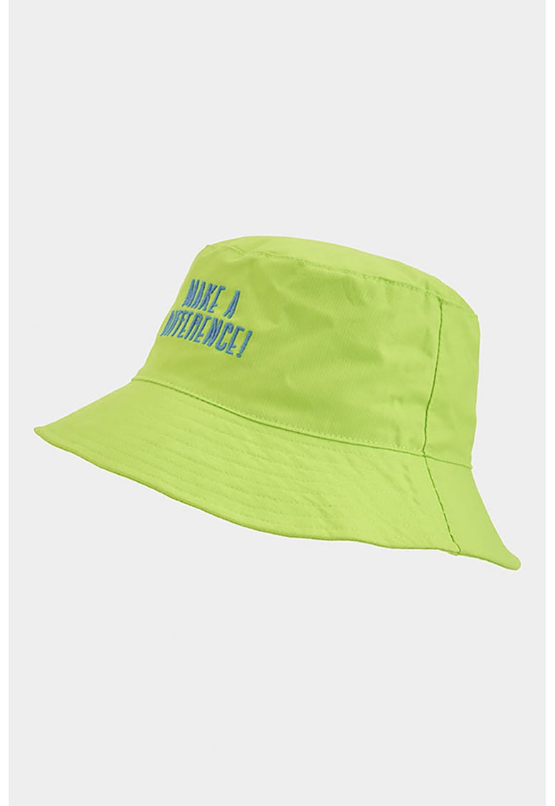 Palarie bucket cu broderie text - Verde lime