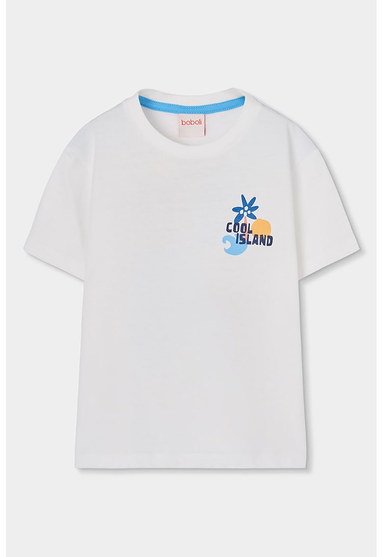 Tricou din bumbac cu imprimeu grafic - Alb/Albastru