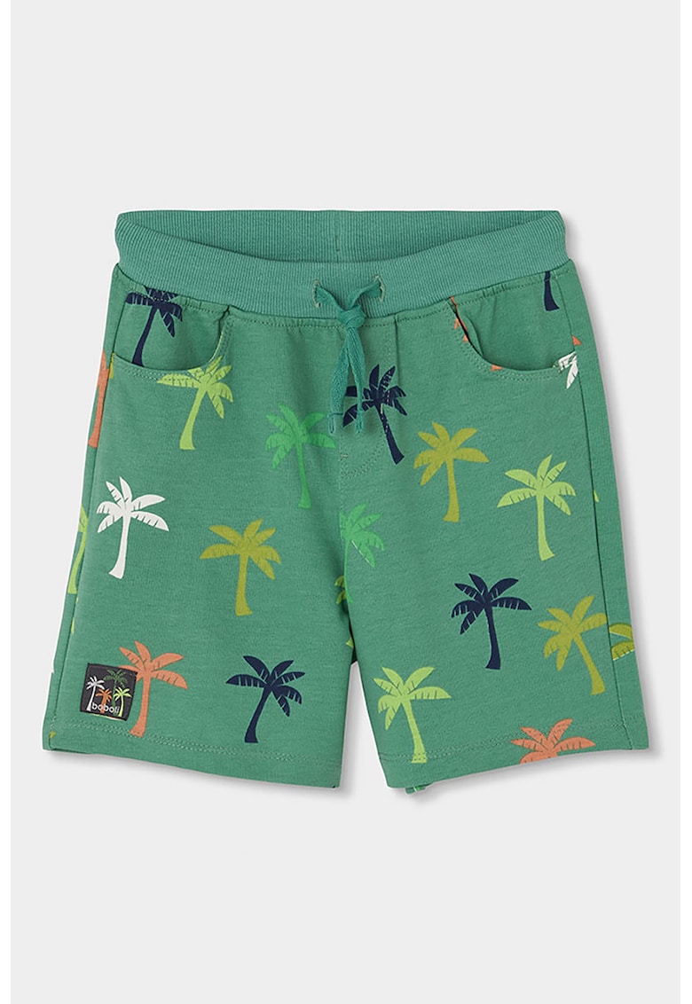 Pantaloni scurti cu snur de ajustare si imprimeu - Verde