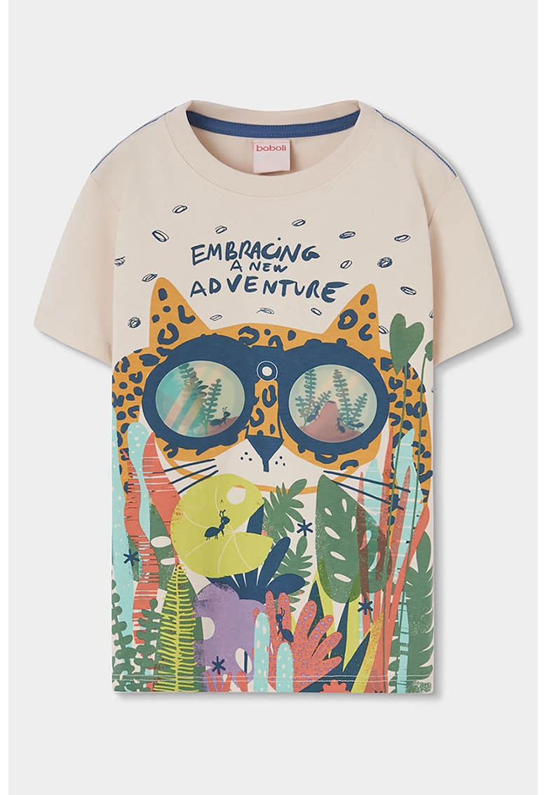 Tricou din bumbac cu imprimeu grafic - Piersica