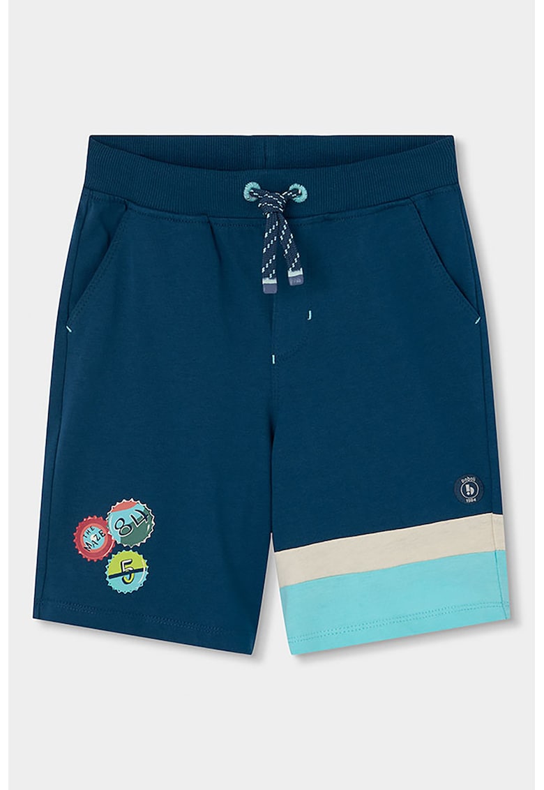 Pantaloni scurti din bumbac cu model - Albastru inchis