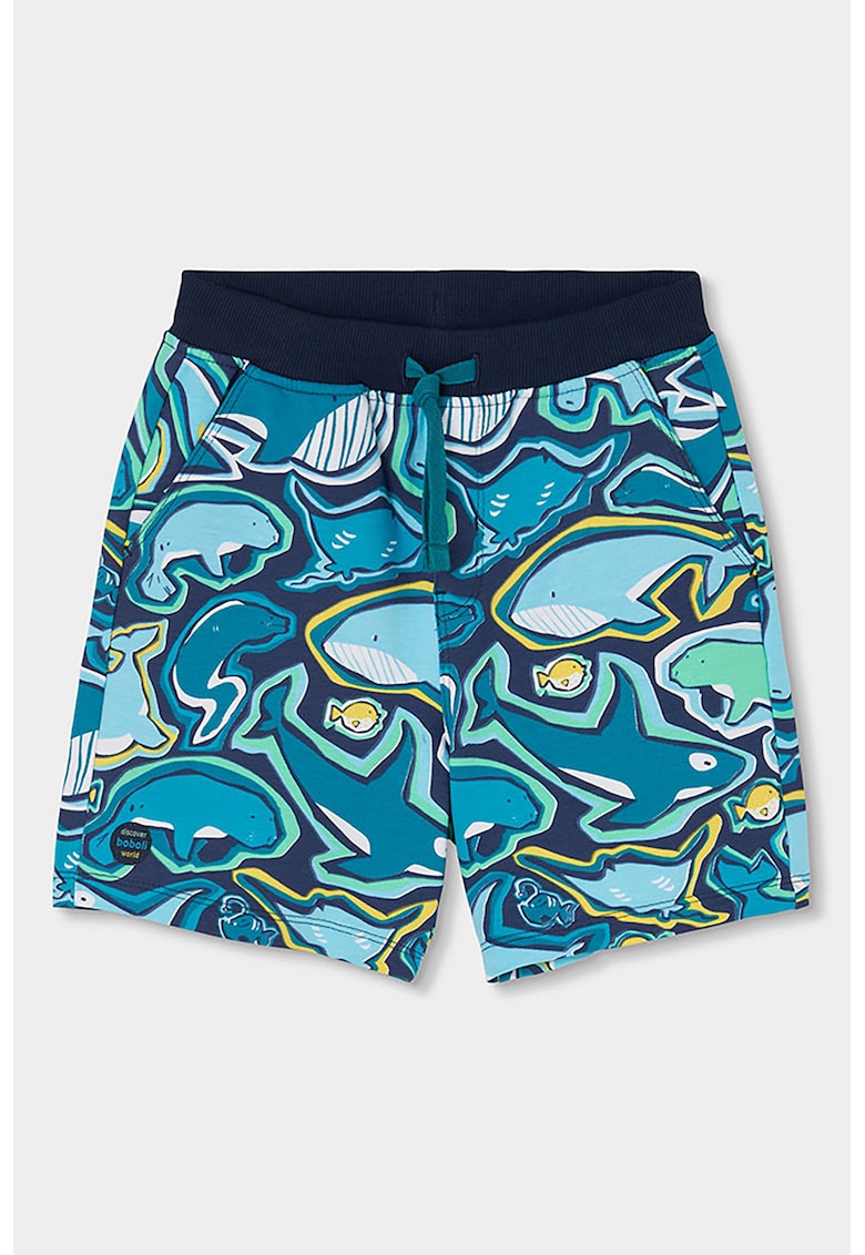 Pantaloni scurti din bumbac cu model - Albastru